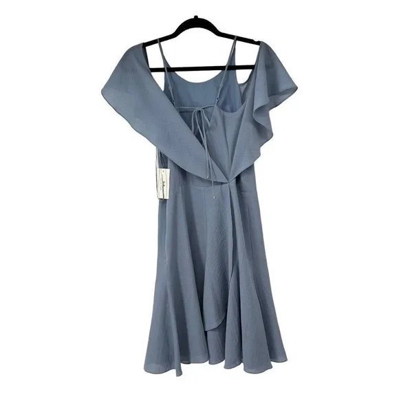 H by Halston Light Blue Open Back Off the Shoulder Dress - Picture 3 of 13